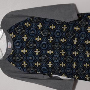 LuLaRoe Geometric Pattern Top - Black, Yellow, Blue